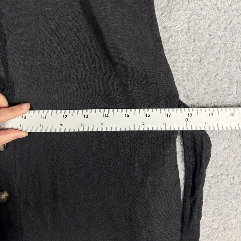 Everlane Linen Picnic Straight Leg Jumpsuit Size 0 Black Sleeveless Button Front